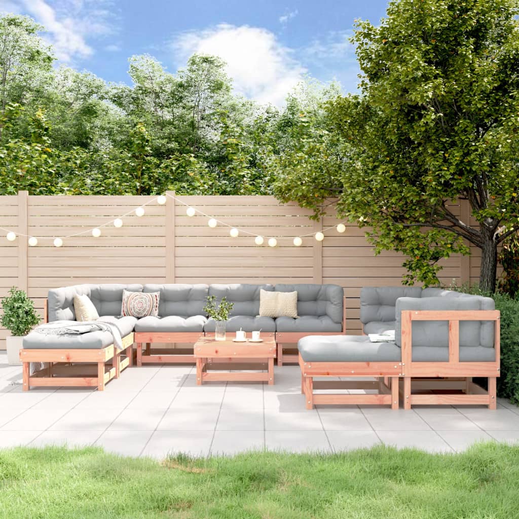 11-tlg. Garten-Lounge-Set Weiß Massivholz Kiefer