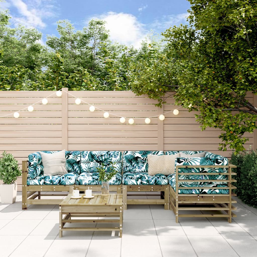 6-tlg. Garten-Lounge-Set Massivholz Kiefer