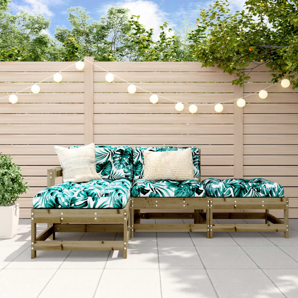 4-tlg. Garten-Lounge-Set Massivholz Kiefer