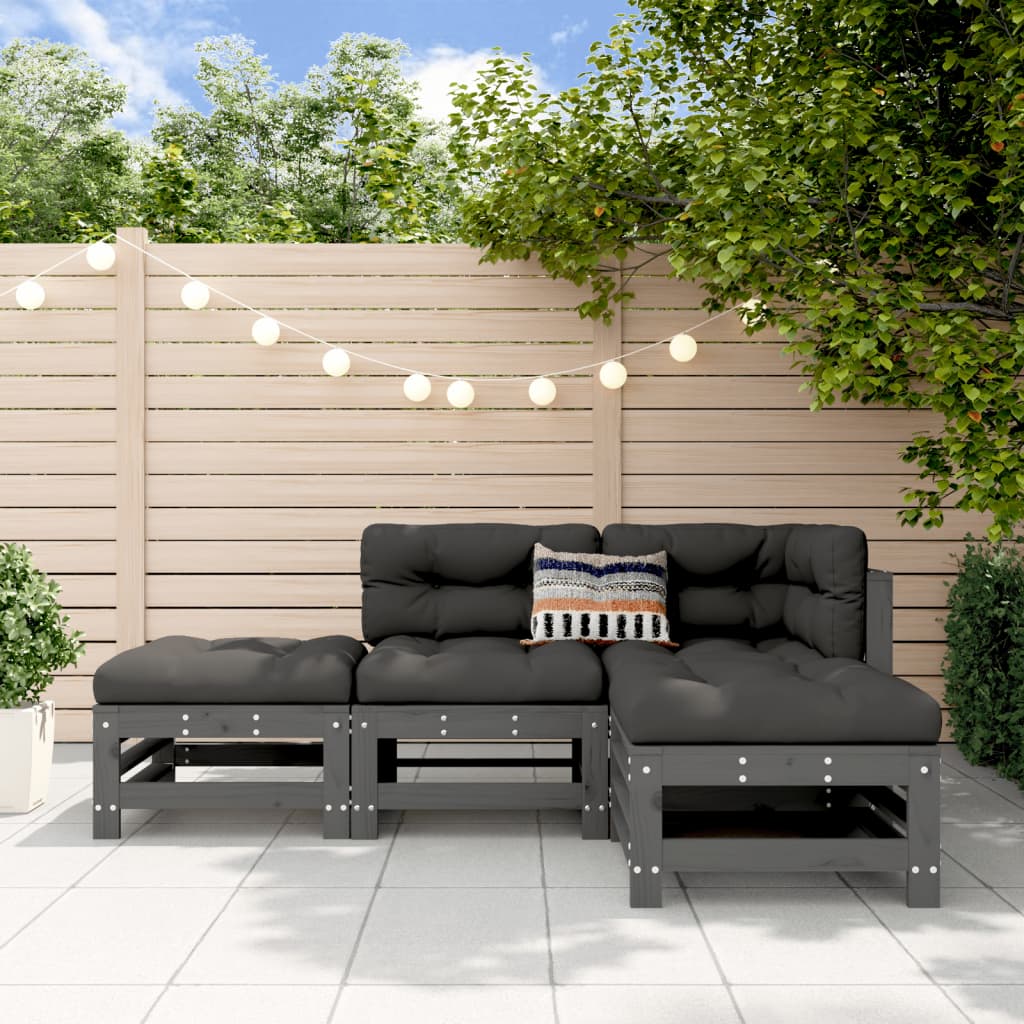 4-tlg. Garten-Lounge-Set Massivholz Kiefer