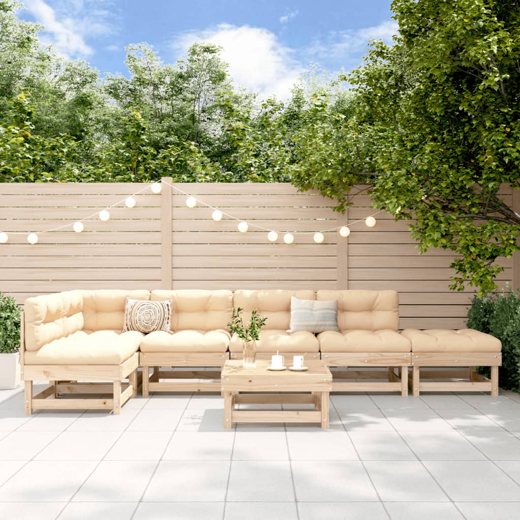 7-tlg. Garten-Lounge-Set Weiß Massivholz Kiefer