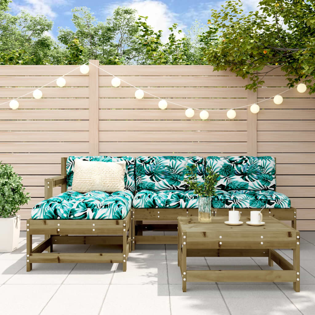 5-tlg. Garten-Lounge-Set Massivholz Kiefer