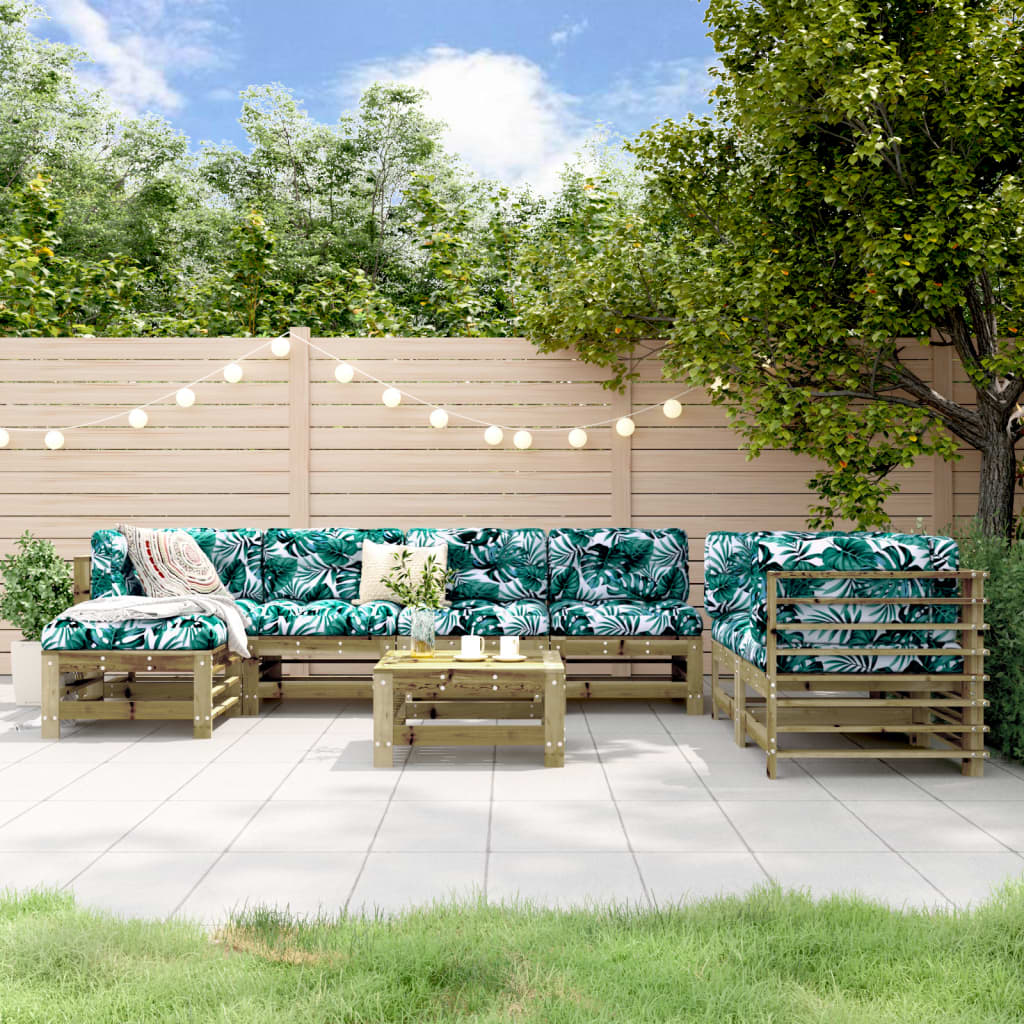 8-tlg. Garten-Lounge-Set Massivholz Kiefer