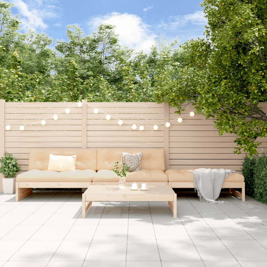 4-tlg. Garten-Lounge-Set Weiß Massivholz Kiefer