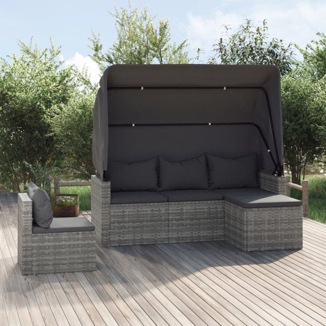 4-tlg. Garten-Sofagarnitur mit Kissen Schwarz Poly Rattan