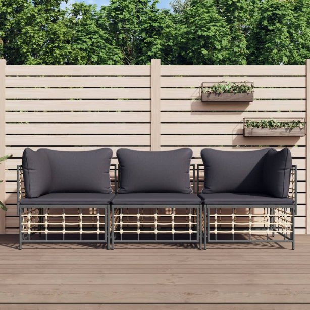 vidaXL Ecksofas mit Kissen 2 Stk. Modular Poly Rattan