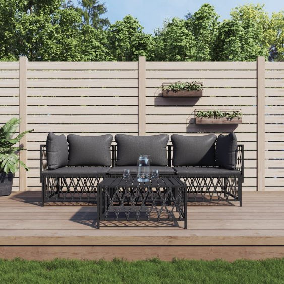 2-tlg. Garten-Lounge-Set mit Kissen Weiß Stahl