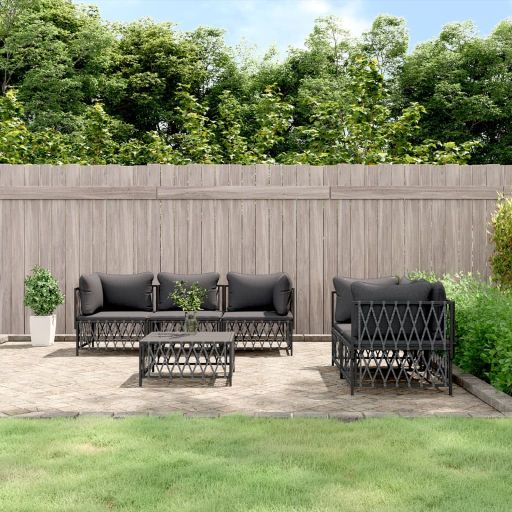 5-tlg. Garten-Lounge-Set mit Kissen Weiß Stahl