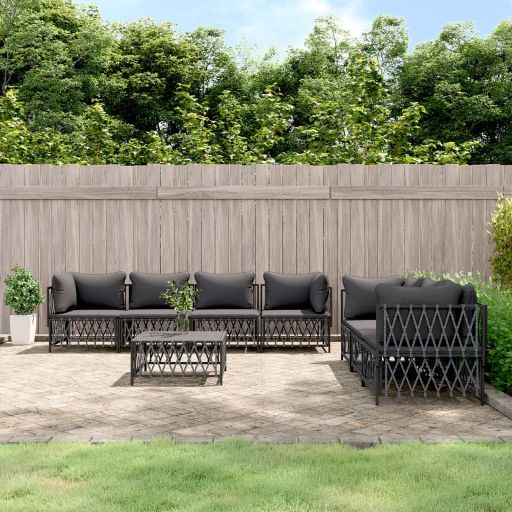 5-tlg. Garten-Lounge-Set mit Kissen Weiß Stahl