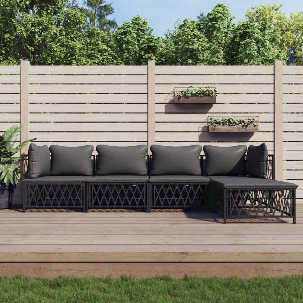 3-tlg. Garten-Lounge-Set mit Kissen Weiß Stahl