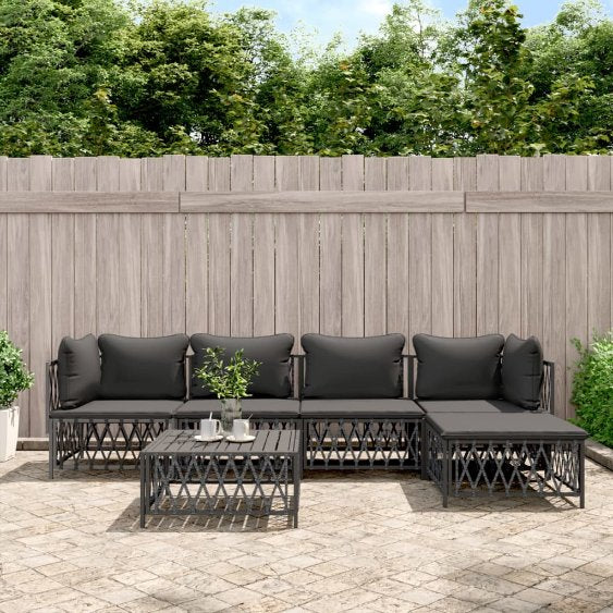 3-tlg. Garten-Lounge-Set mit Kissen Weiß Stahl