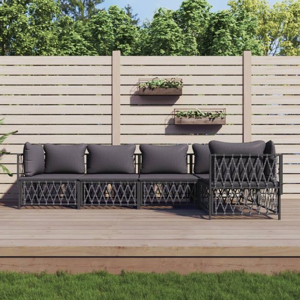 3-tlg. Garten-Lounge-Set mit Kissen Weiß Stahl