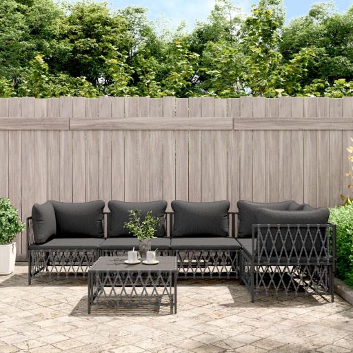 3-tlg. Garten-Lounge-Set mit Kissen Weiß Stahl