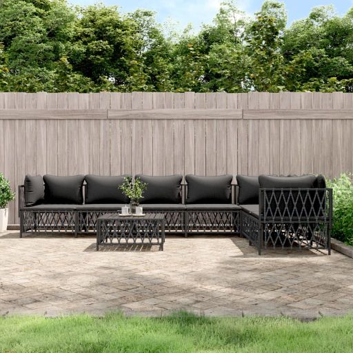 3-tlg. Garten-Lounge-Set mit Kissen Weiß Stahl