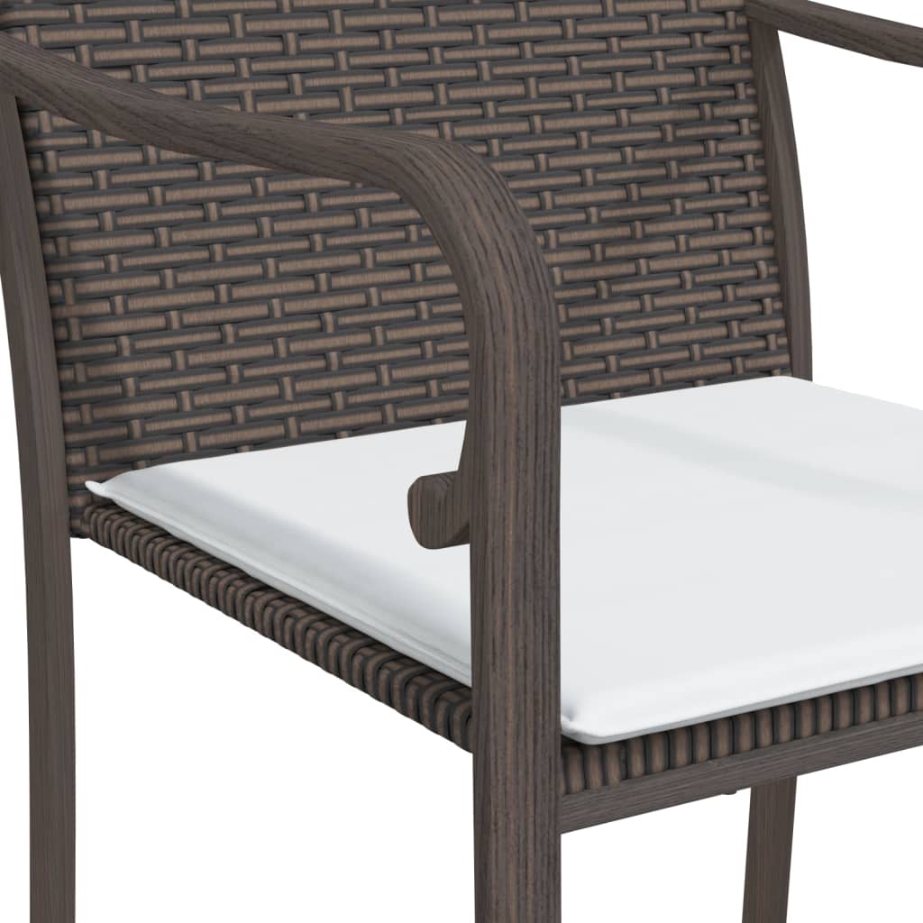 3-tlg. Garten-Essgruppe mit Kissen Poly Rattan und Stahl