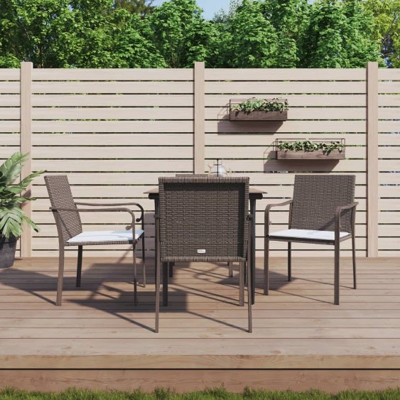 3-tlg. Garten-Essgruppe mit Kissen Poly Rattan und Stahl