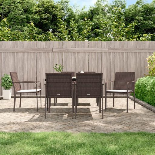 3-tlg. Garten-Essgruppe mit Kissen Poly Rattan und Stahl