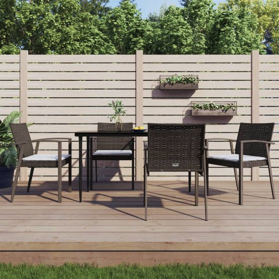 3-tlg. Garten-Essgruppe mit Kissen Poly Rattan und Stahl