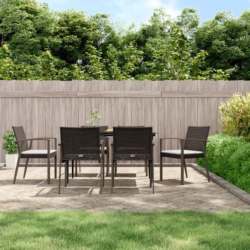 3-tlg. Garten-Essgruppe mit Kissen Poly Rattan und Stahl