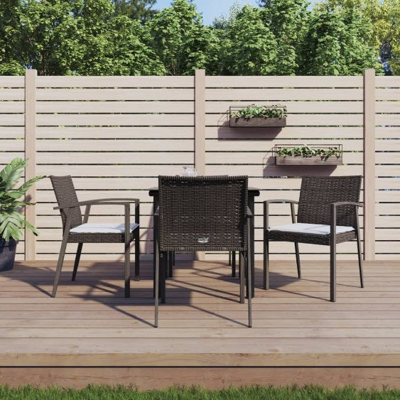 3-tlg. Garten-Essgruppe mit Kissen Poly Rattan und Stahl