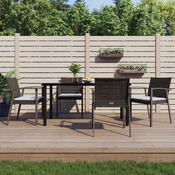 3-tlg. Garten-Essgruppe mit Kissen Poly Rattan und Stahl