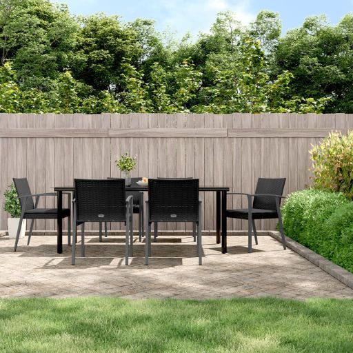 3-tlg. Garten-Essgruppe mit Kissen Poly Rattan und Stahl