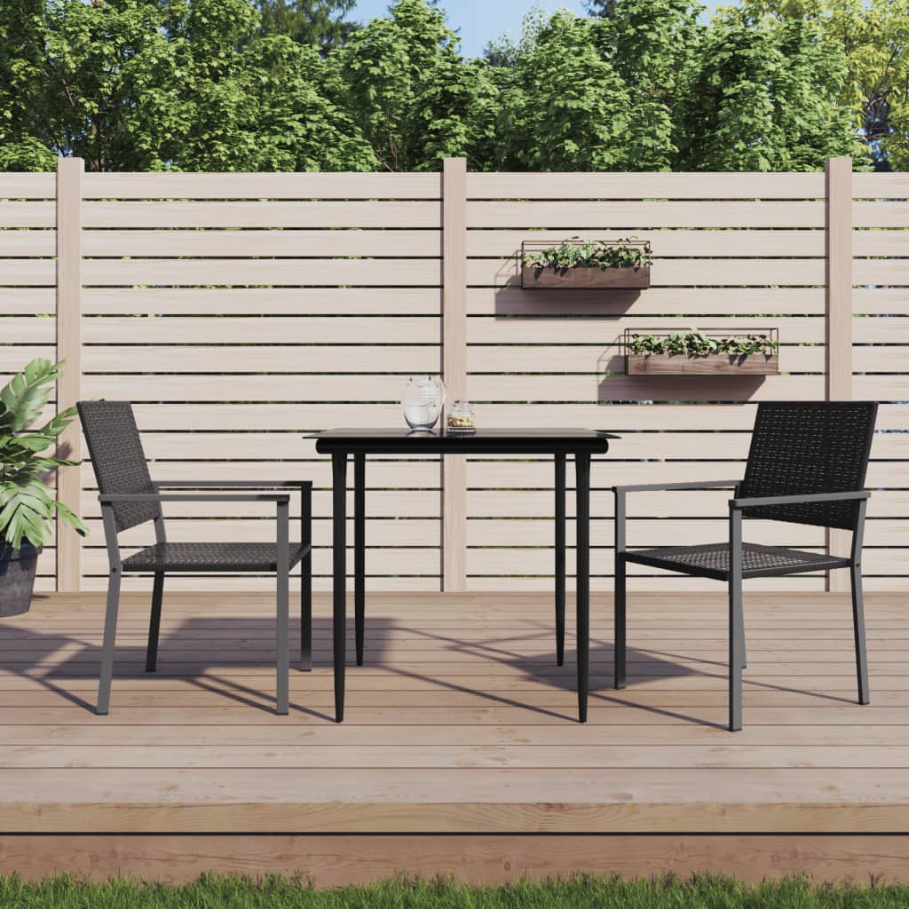 3-tlg. Garten-Essgruppe mit Kissen Poly Rattan und Stahl