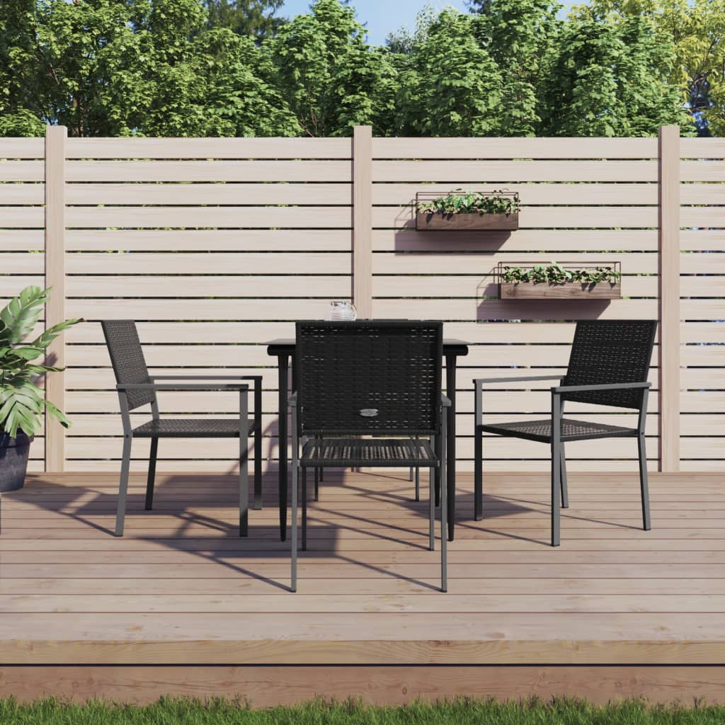 3-tlg. Garten-Essgruppe mit Kissen Poly Rattan und Stahl
