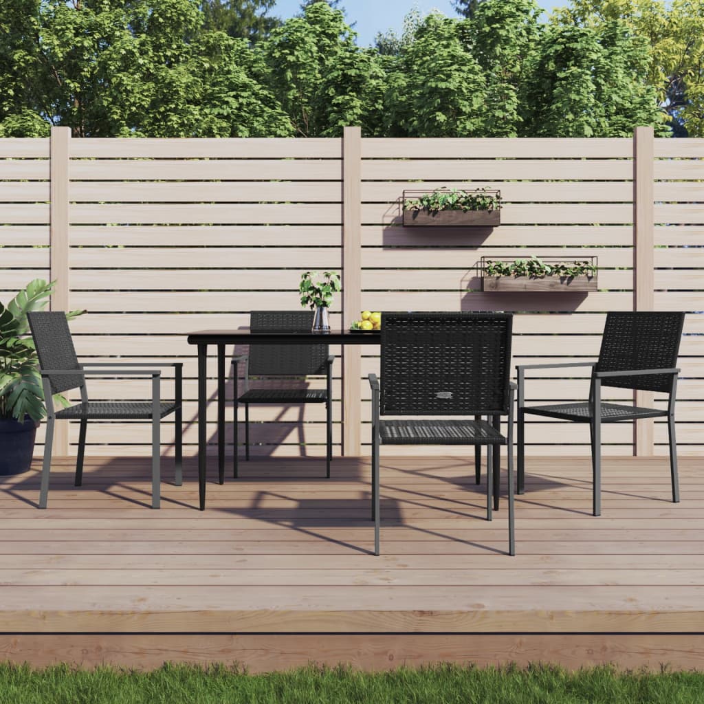 3-tlg. Garten-Essgruppe mit Kissen Poly Rattan und Stahl