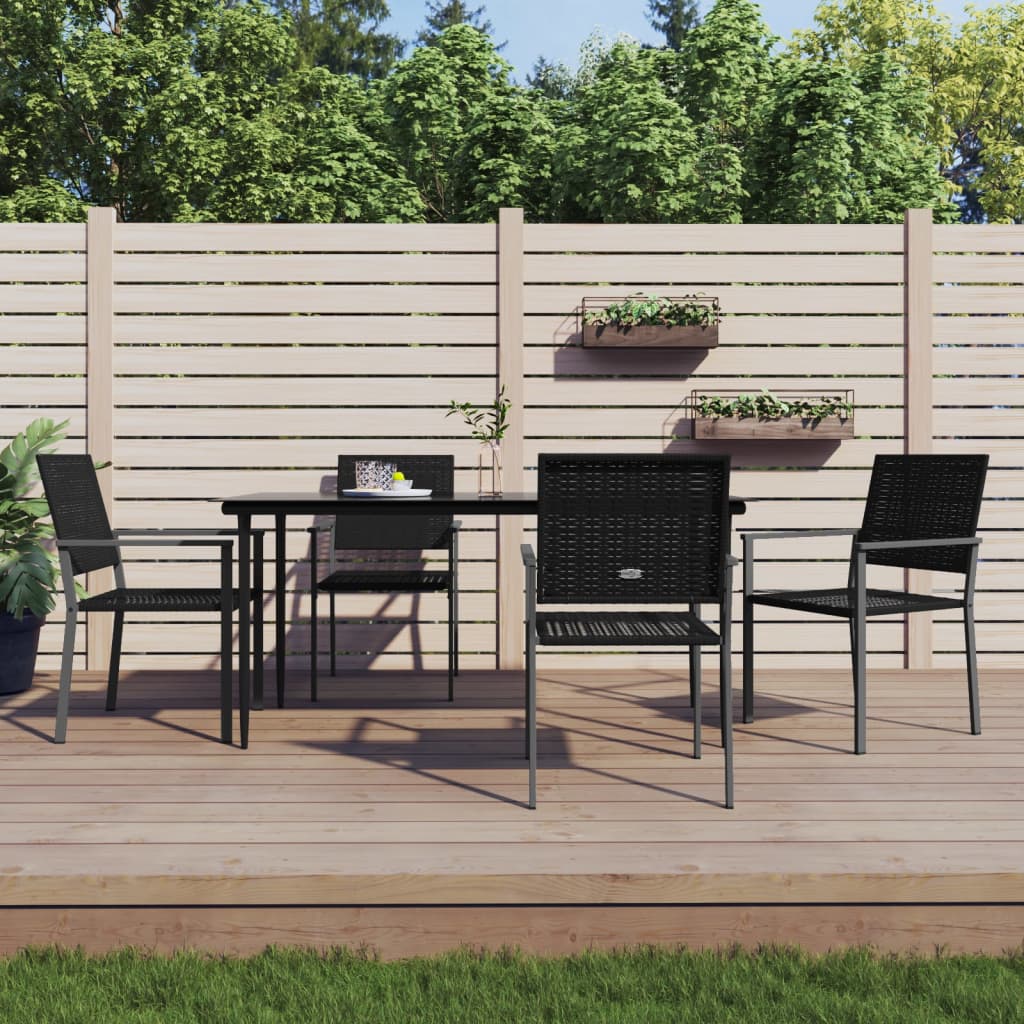 3-tlg. Garten-Essgruppe mit Kissen Poly Rattan und Stahl