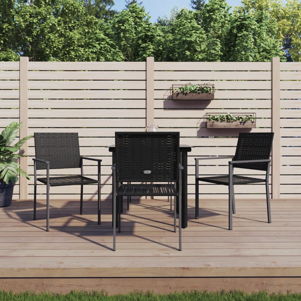 3-tlg. Garten-Essgruppe mit Kissen Poly Rattan und Stahl