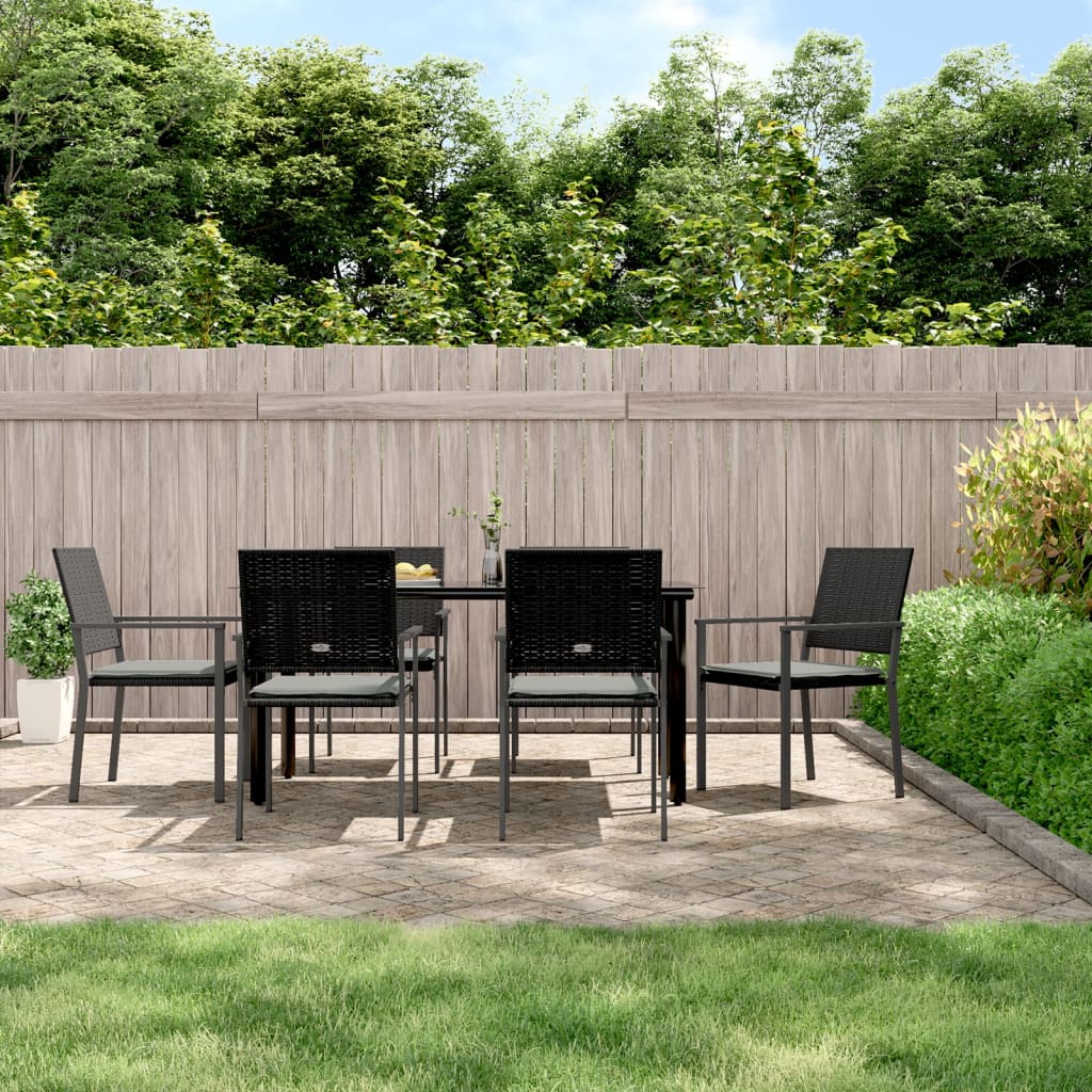3-tlg. Garten-Essgruppe mit Kissen Poly Rattan und Stahl