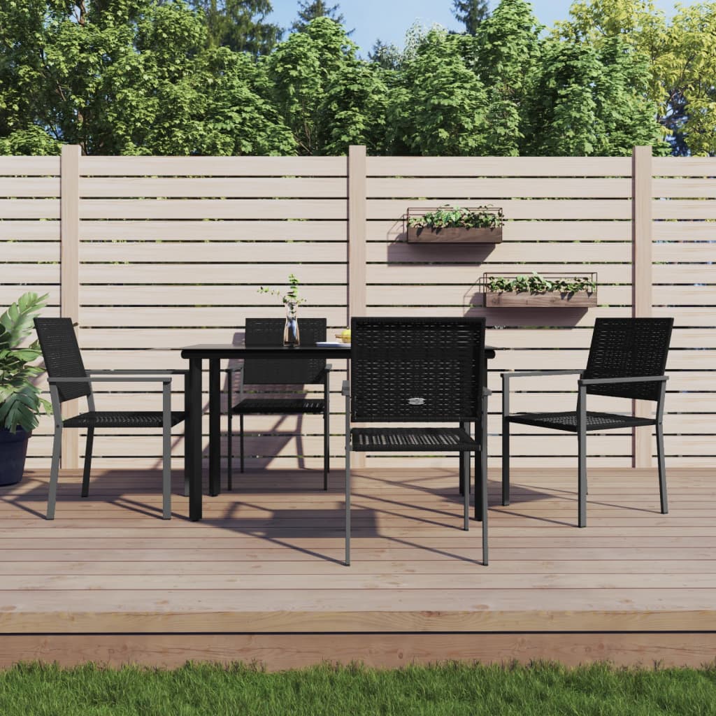 3-tlg. Garten-Essgruppe mit Kissen Poly Rattan und Stahl