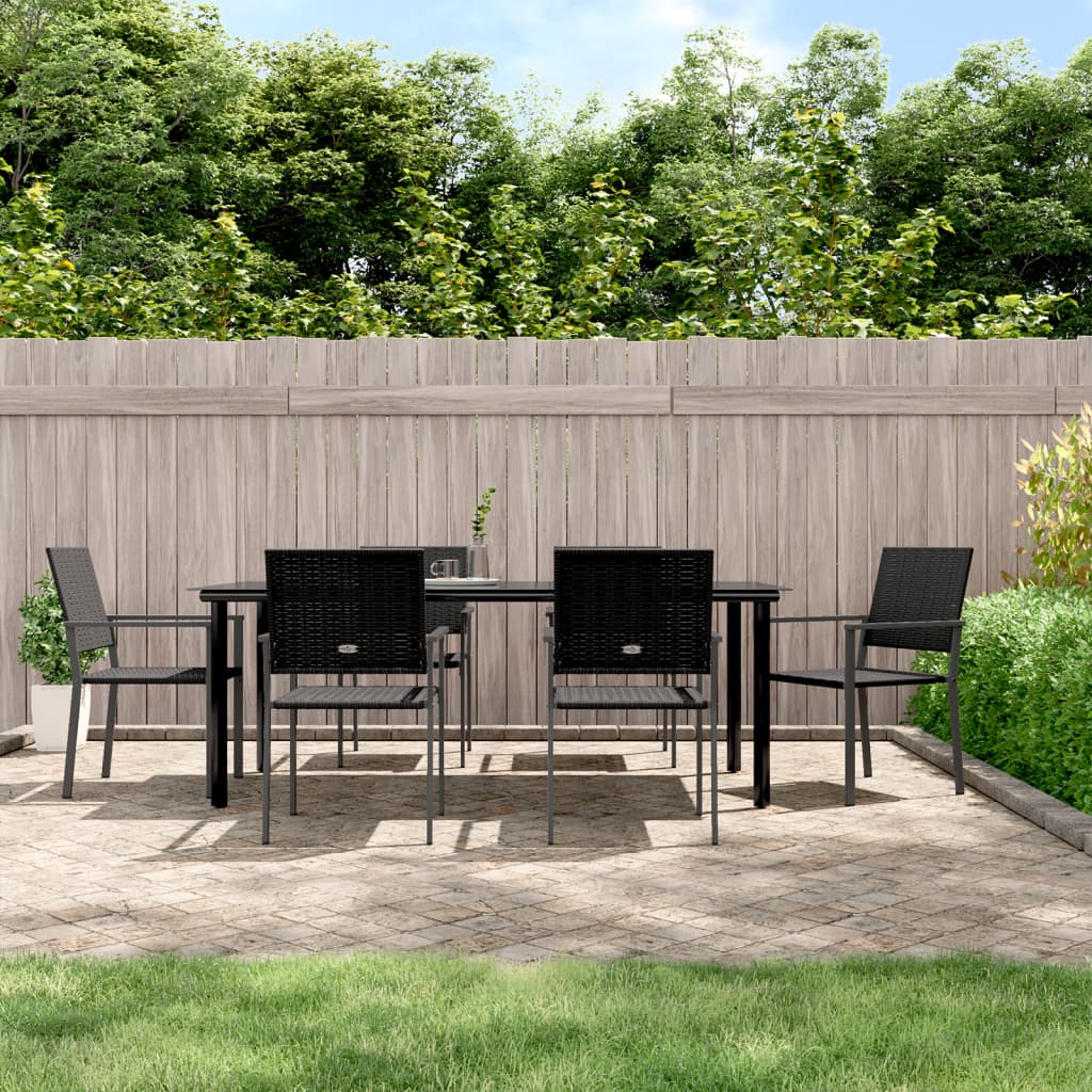 3-tlg. Garten-Essgruppe mit Kissen Poly Rattan und Stahl