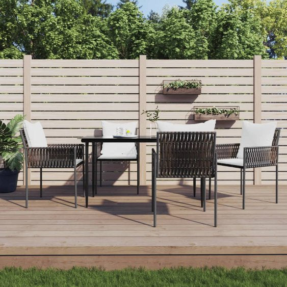 3-tlg. Garten-Essgruppe mit Kissen Poly Rattan und Stahl
