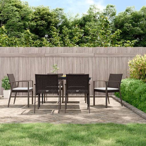 Gartenstühle mit Kissen 4 Stk. Braun 56,5x57x83 cm Poly Rattan