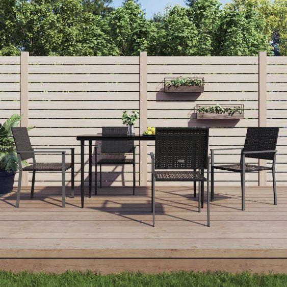 Gartenstühle mit Kissen 4 Stk. Schwarz 54x62,5x89cm Poly Rattan