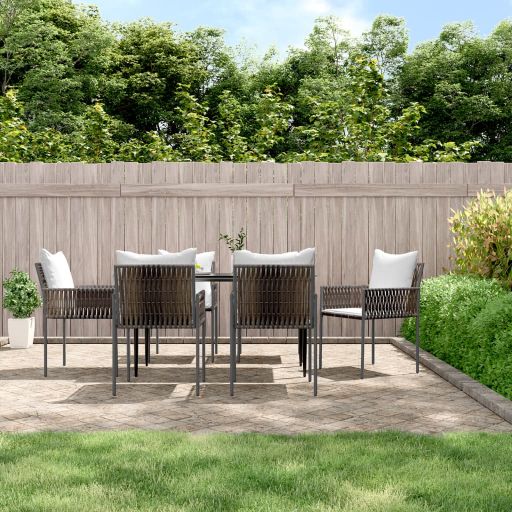 Gartenstühle mit Kissen 4 Stk. Braun 54x61x83 cm Poly Rattan