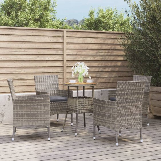 3-tlg. Garten-Bistro-Set mit Kissen Schwarz Poly Rattan