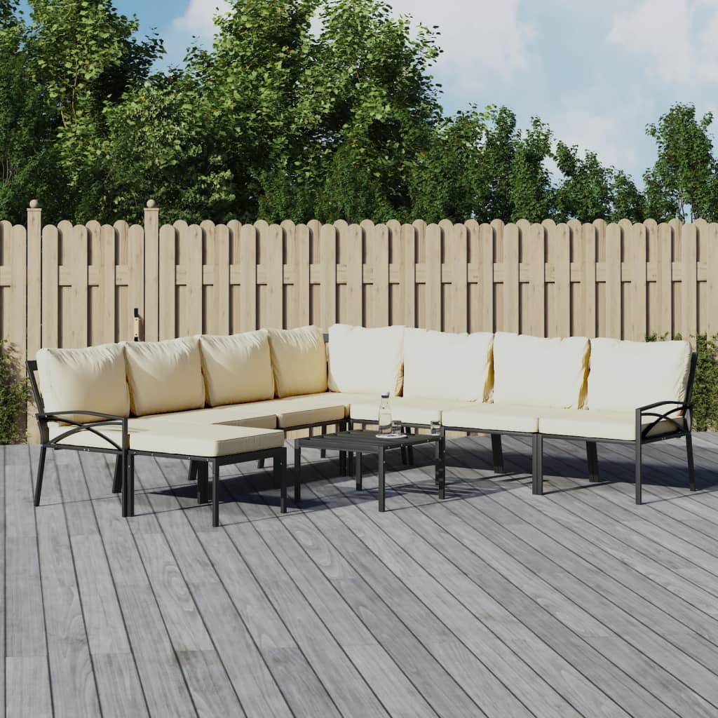 6-tlg. Garten-Lounge-Set mit Grauen Kissen Stahl