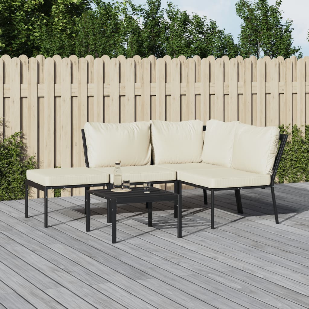 6-tlg. Garten-Lounge-Set mit Grauen Kissen Stahl