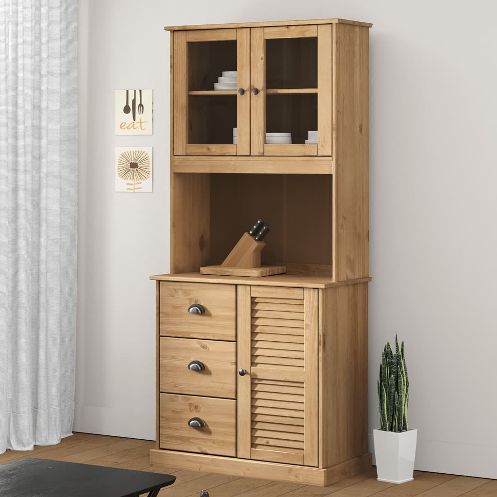 Highboard VIGO Weiß 78x40x175 cm Massivholz Kiefer
