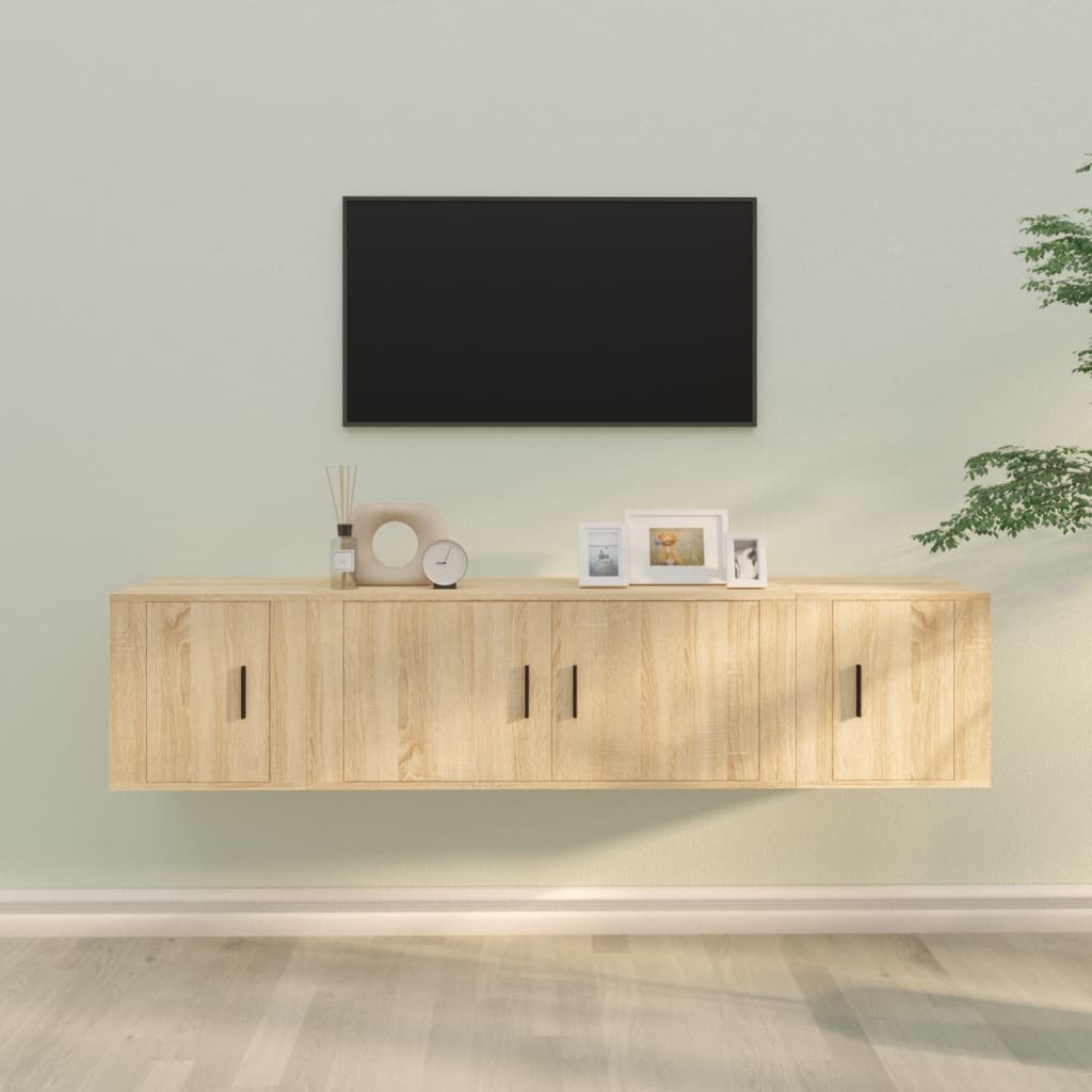 3-tlg. TV-Schrank-Set Weiß Holzwerkstoff