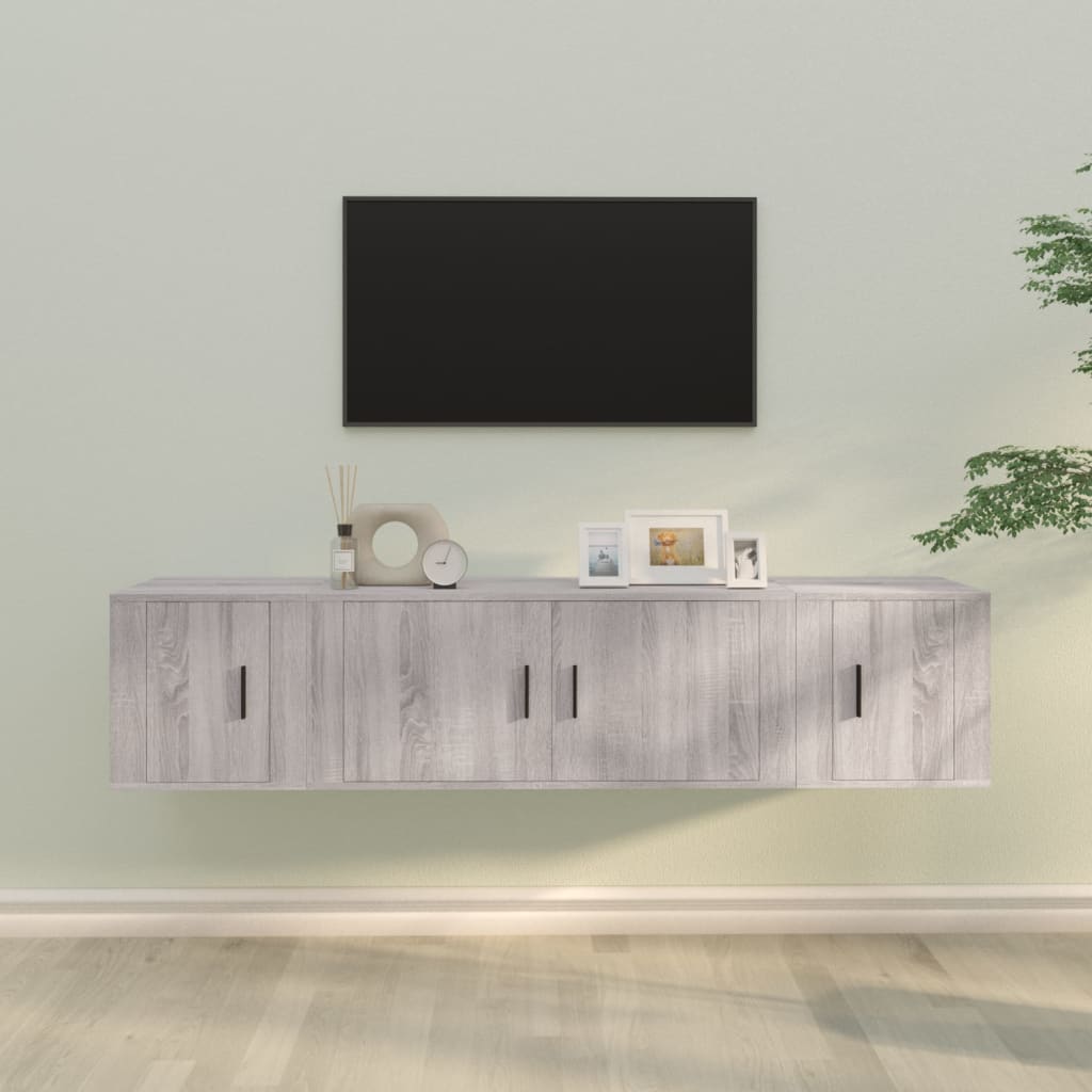 3-tlg. TV-Schrank-Set Weiß Holzwerkstoff
