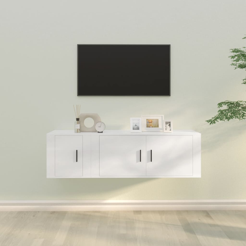 2-tlg. TV-Schrank-Set Weiß Holzwerkstoff