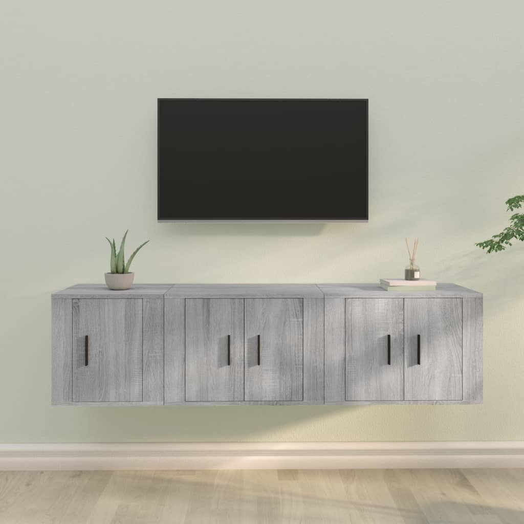 3-tlg. TV-Schrank-Set Weiß Holzwerkstoff