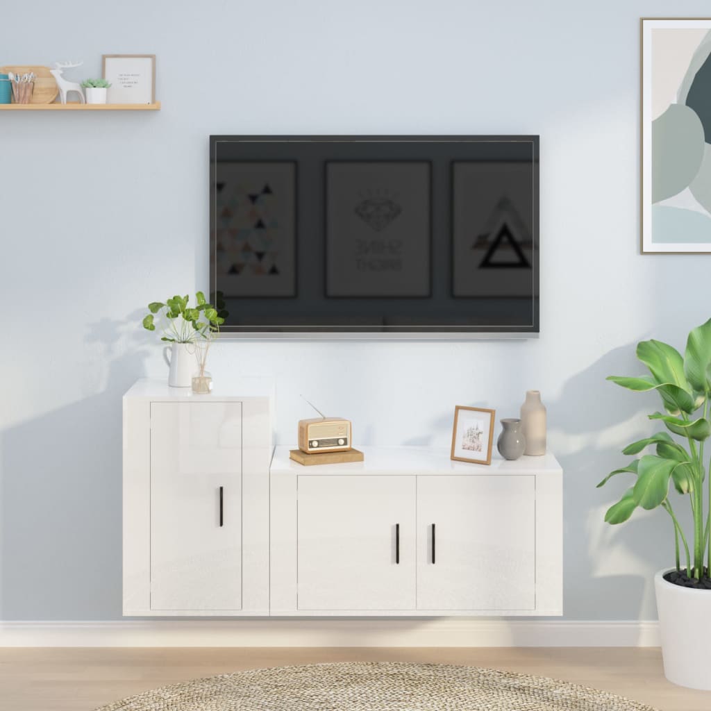 2-tlg. TV-Schrank-Set Weiß Holzwerkstoff