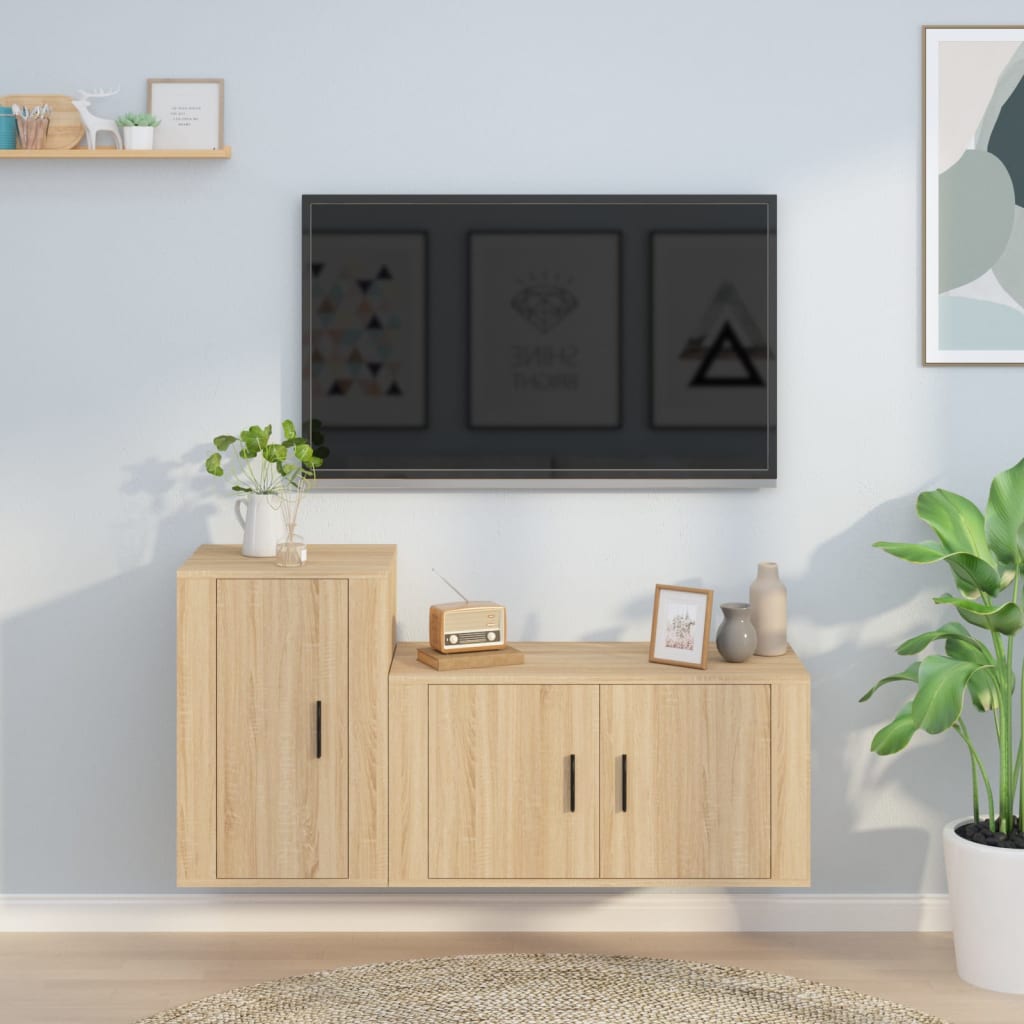 2-tlg. TV-Schrank-Set Weiß Holzwerkstoff