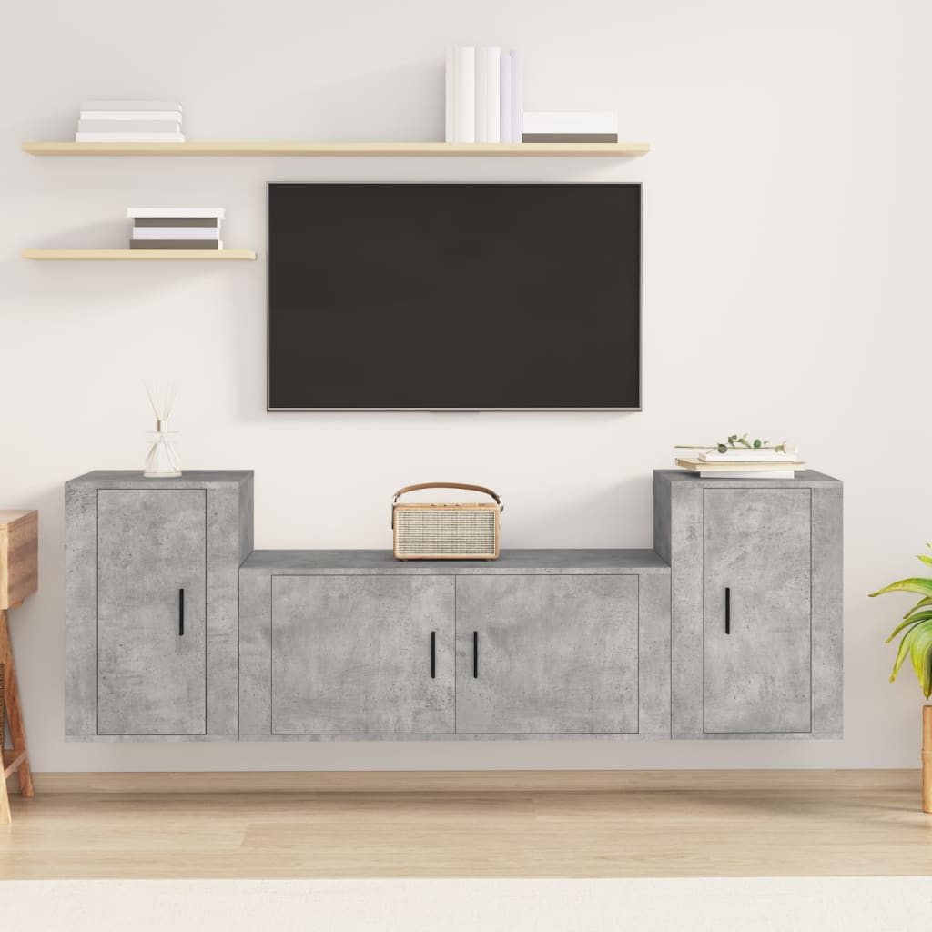 3-tlg. TV-Schrank-Set Weiß Holzwerkstoff