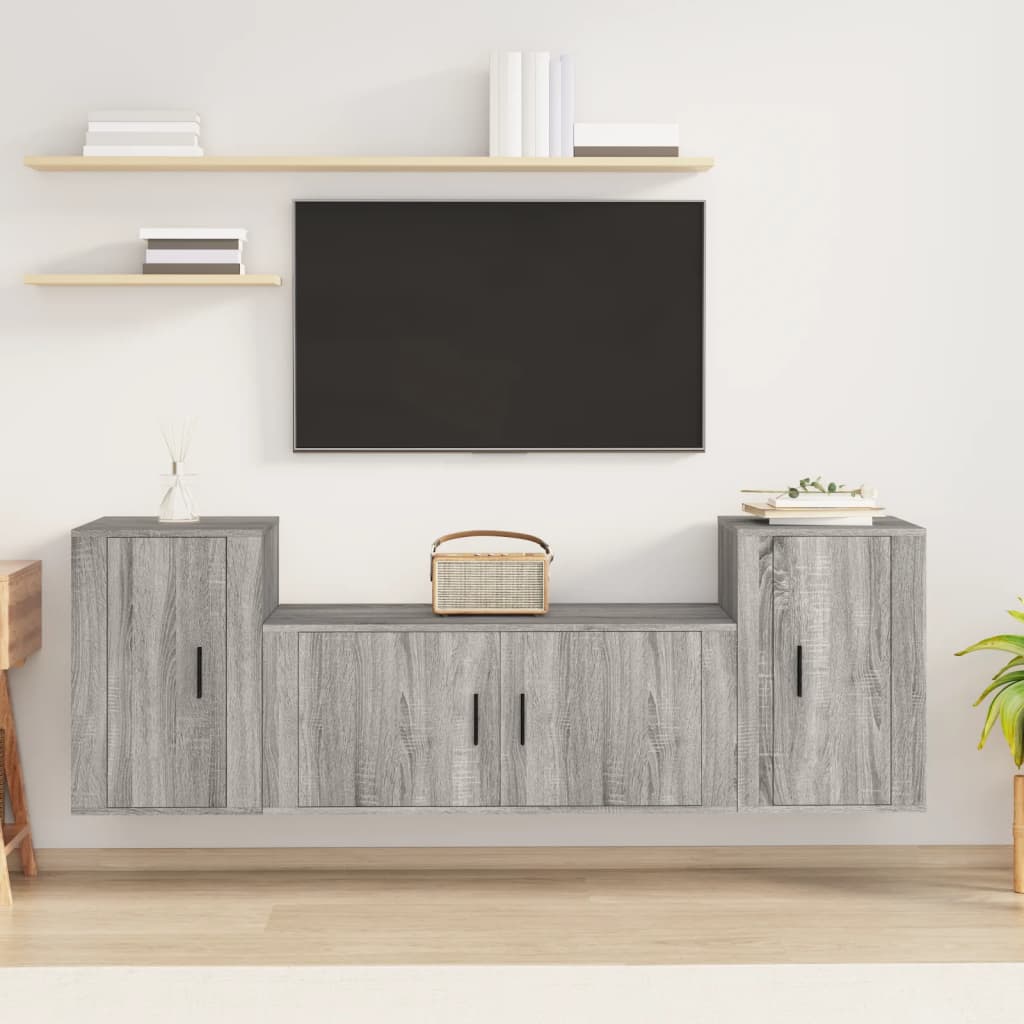3-tlg. TV-Schrank-Set Weiß Holzwerkstoff